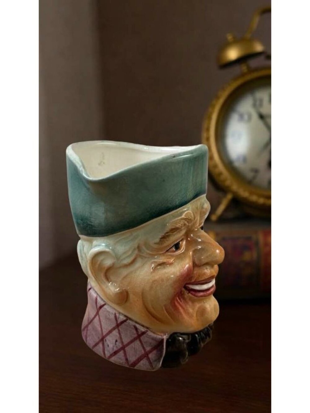 Vintage Japanese Character Jug Pitcher, Smiling Man Toby Style Creamer, Hand Pai - Picture 2 of 5